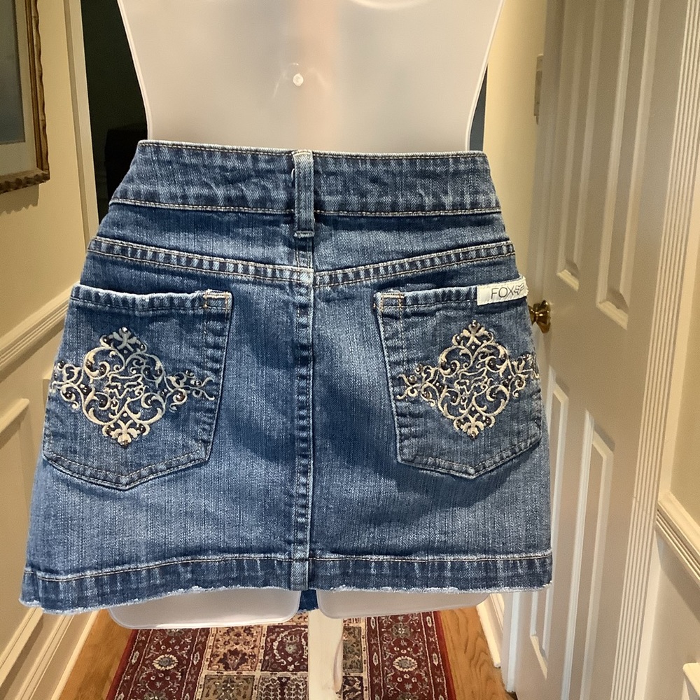 Fox Denim - Lady blue denim mini skirt, Size: 7